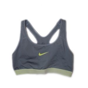 Medium grey and green Nike sports bra